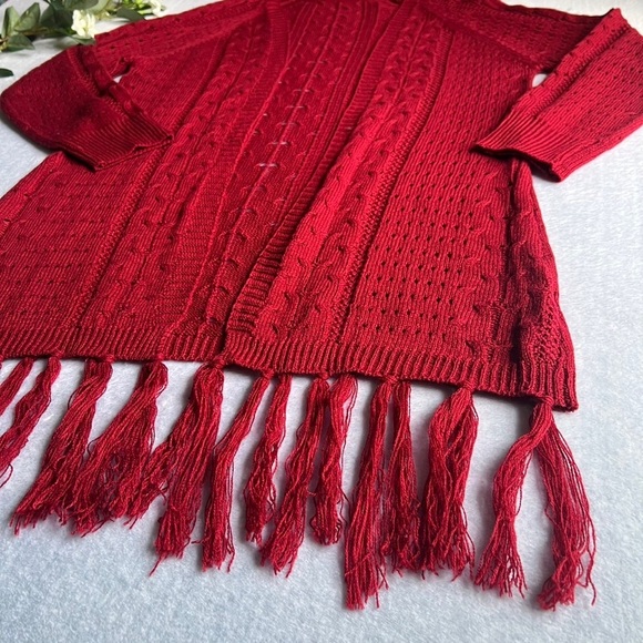 Lightweight Cardigan Knit Open Front Hollow Out Tassel Crochet Loose Sweater - Picture 5 of 9